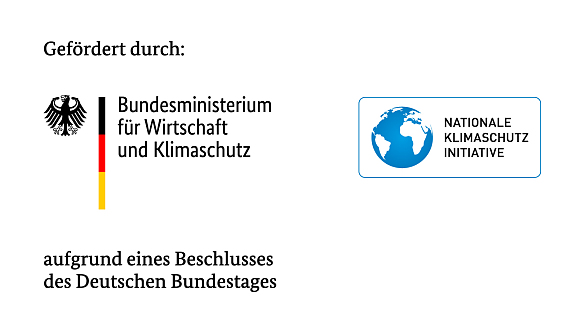 Gefördert durch das Bundesministerium für Wirtschaft und Klimaschutz (Logo) und der Nationalen Initiative Klimaschutz (Logo) aufgrund eines Beschlusses des Deutschen Bundestages
